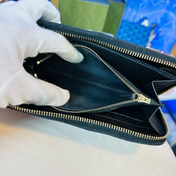 Fendi Black Monster Leather Gold Studded Zip Around Wallet - Picture 9 of 12